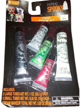 LOOKING spooky Cream makeup kit Black, White, Grey, Green, & red +5